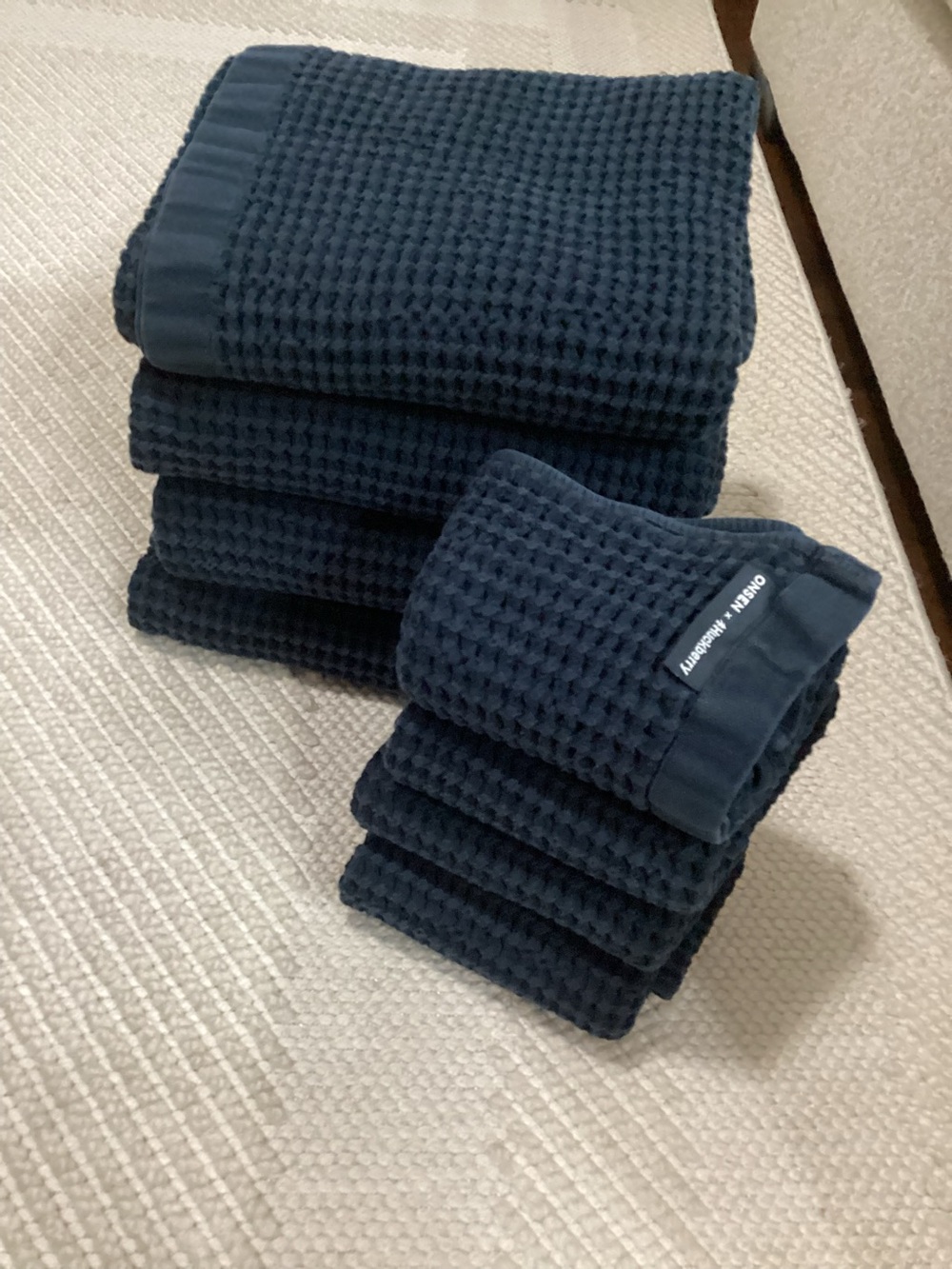ONSEN x Huckberry bath towels and hand towels, set of 4.